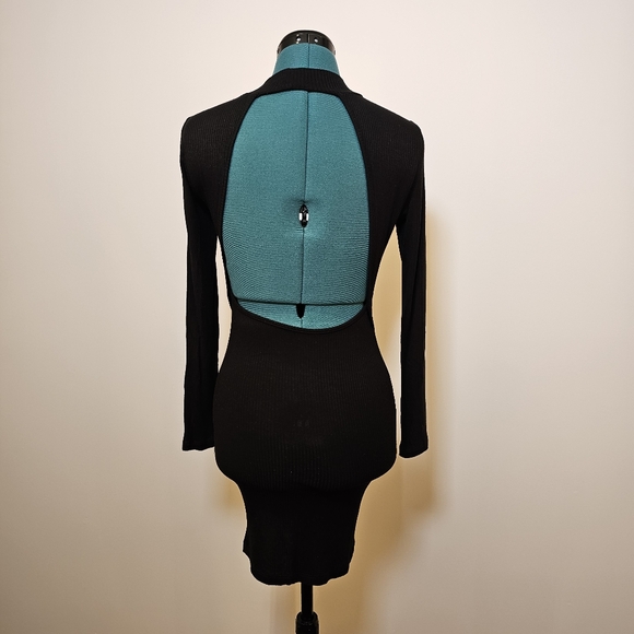 Acemi black backless stretch knit bodycon midi dress size s US - Picture 4 of 6